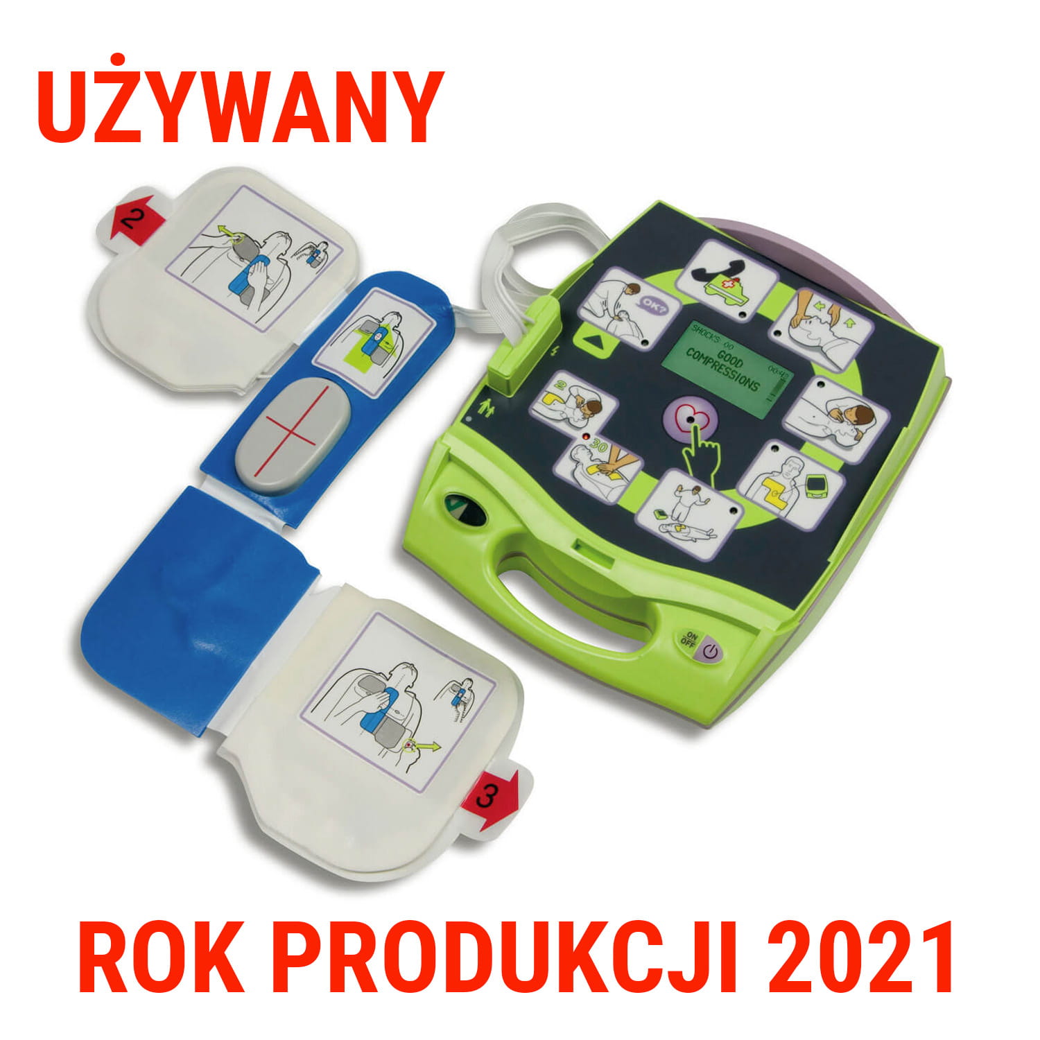 Defibrylator Zoll AED PLUS /CPR-D Padz - używany, bez baterii z elektrodami ważnymi do 09/2026 (rok produkcji 2021) - OUTLET