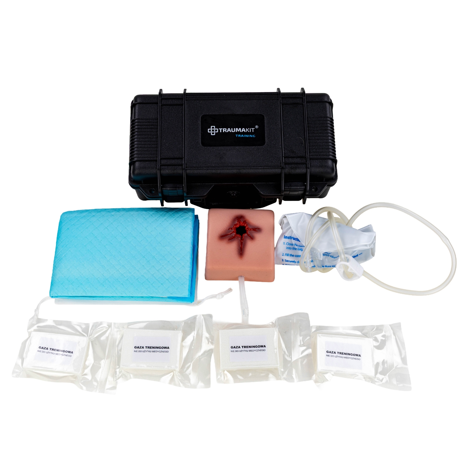 Zestaw do nauki pakowania ran TRAUMAKIT EDU – rana postrzałowa GSW